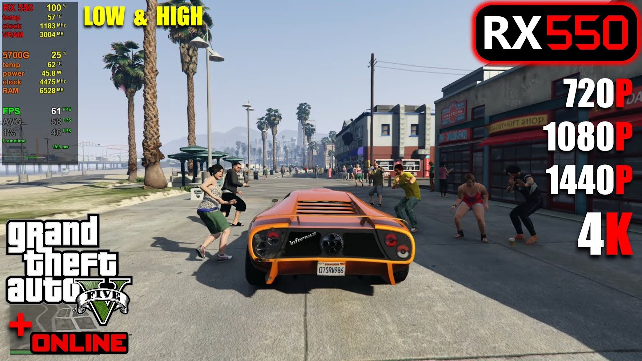 RX 550 | GTA 5 и онлайн — 720p, 1080p, 1440p, 4K
