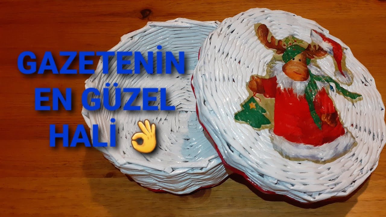 GAZETEDEN KAPAKLI SEPET YAPIMI 😍 GERİ DEĞİL İPİLERİ DÖNÜŞÜM ☺ ÇUBUK SARMA SEPET RENKLENDİRME DEKUPAJ