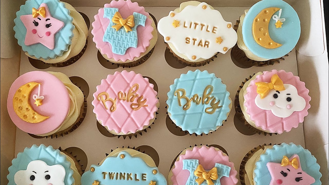How to make Baby shower cupcake toppers cute pink and blue cake alternative step by step tutorial