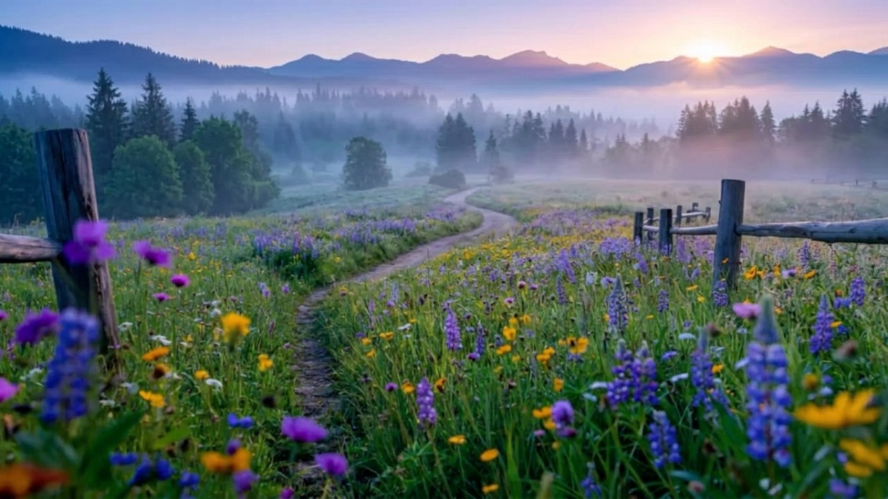 🔴 LIVE Chilly Sunrise Meadow Ambience: Morning Birdsong & Gentle Breeze | Nature Sounds to Relax 🌅