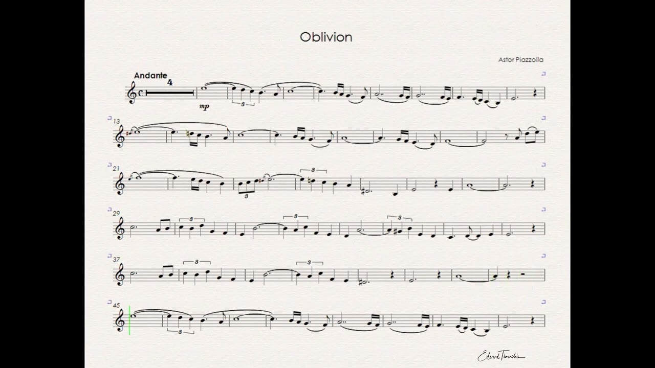 Piazzolla - Oblivion -  backing track for trumpet Bb metronom
