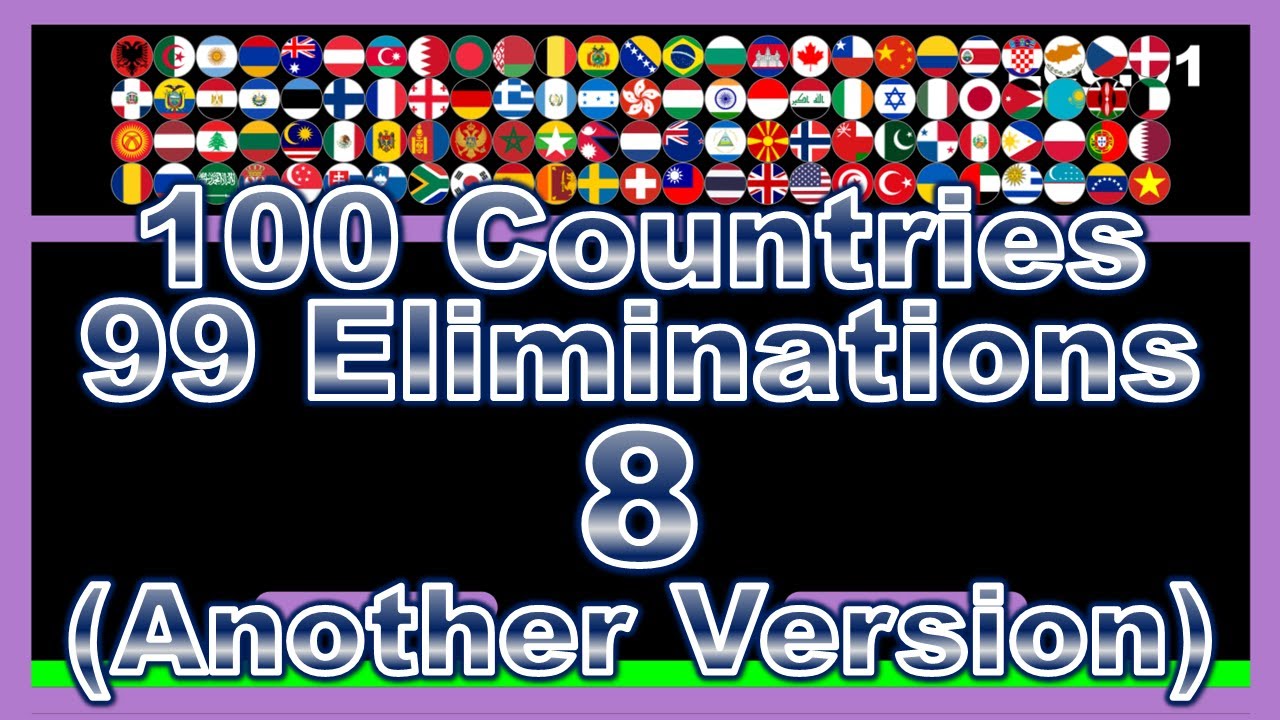 [Another Version]100 countries & 99 times elimination8 -marble race in Algodoo- | Marble Factory 2nd