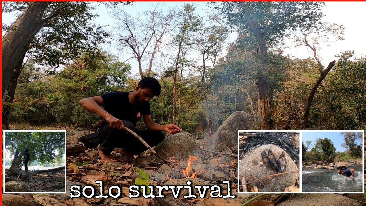 Solo survival | Catching fishes & Bushcraft Cooking | Indian |