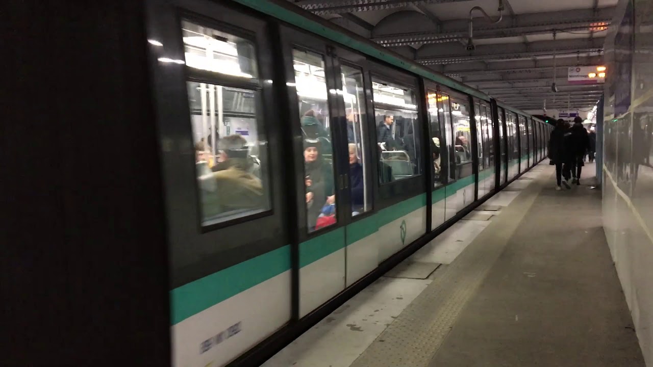 Metro line 4 departs from metro station Strasbourg Saint-Denis in Paris