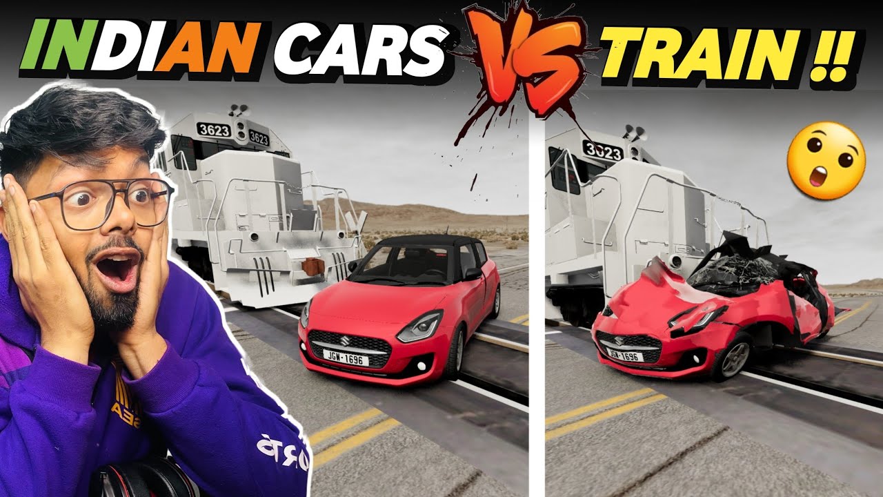 Indian Cars VS High Speed Train | BeamNG Drive - AFKAman