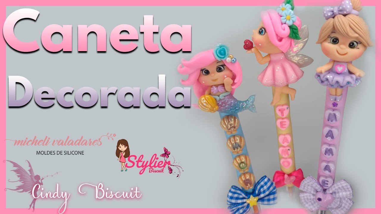COMO FAZER? Caneta Decorada com Letrinhas e Apliques em BISCUIT