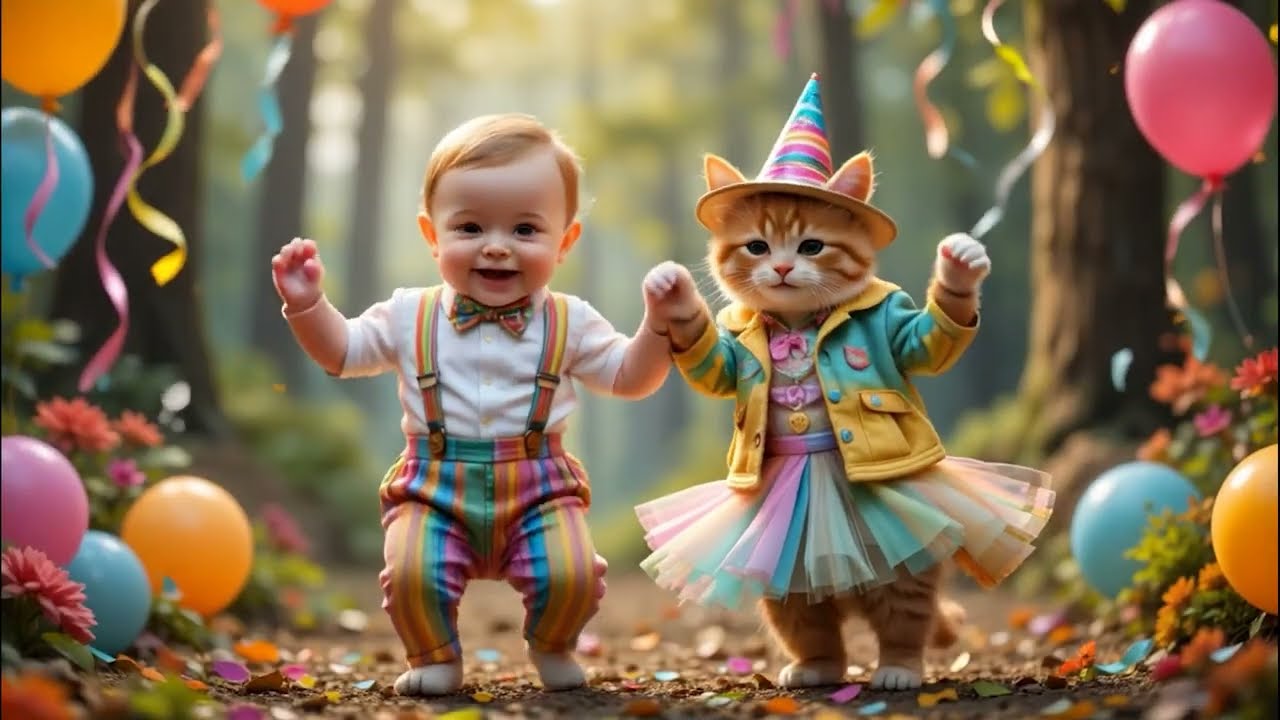 Baby and Cat Dancing Song | Fun Kids' Music Video 2025