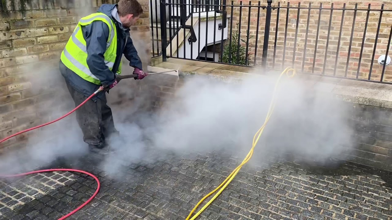 Extreme DOFF Steam Cleaning – Watch Heavy Organic Contamination Melt Off Brick & Stone