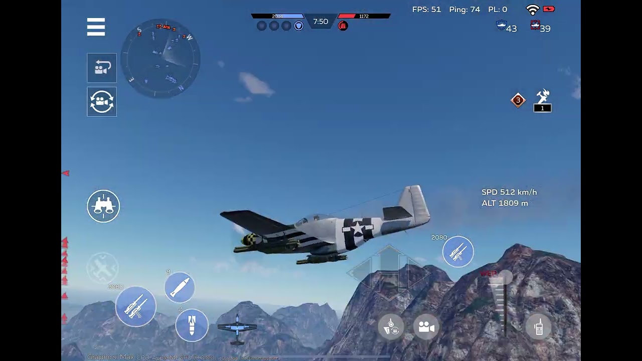 Bombing an enemy in a B-26B Marauder in War Thunder Mobile aviation.