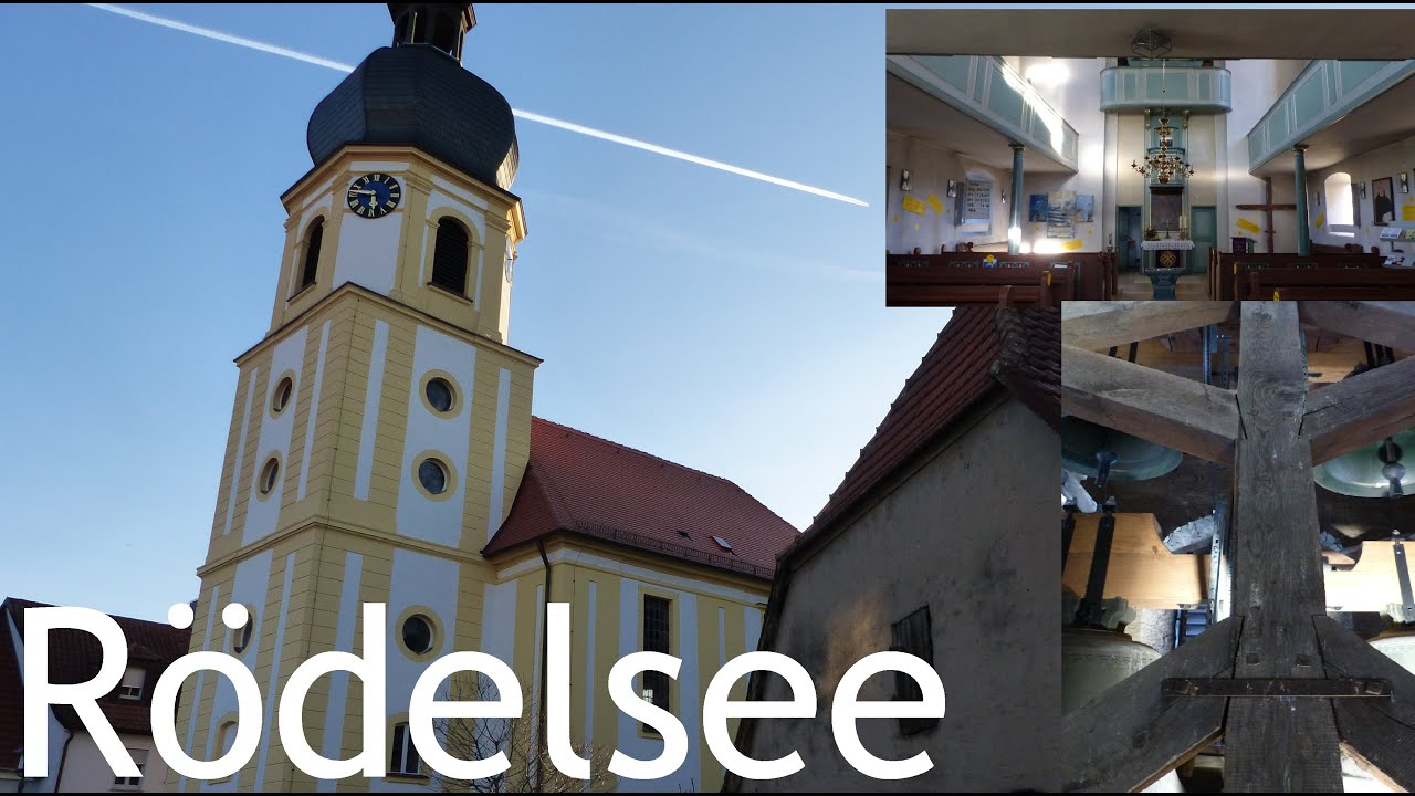 Rödelsee (KT) Die vier Glocken der evangelischen Kirche Sankt Bartholomäus (Turmaufnahme)