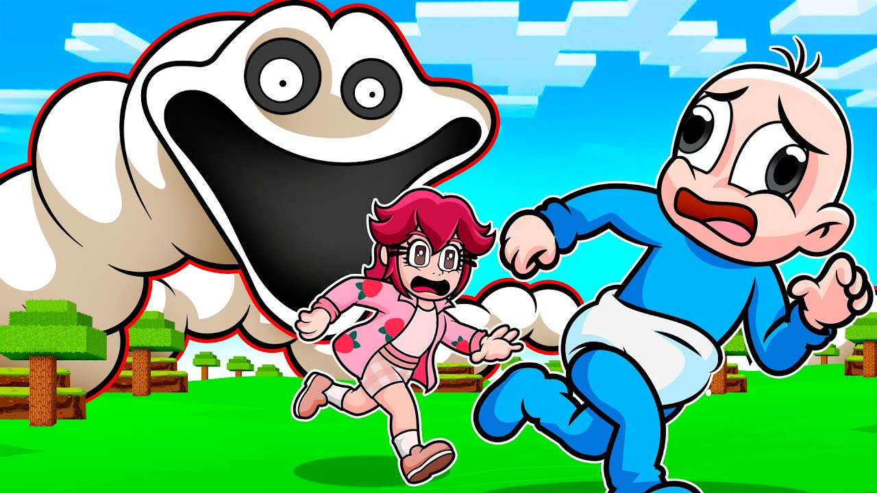 ESCAPA DEL GUSANO HAMBRIENTO en MINECRAFT 😱 BEBE NOOB