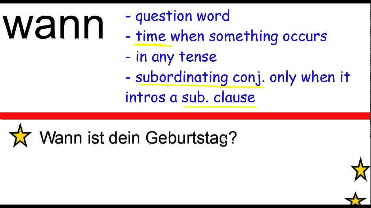 German Grammar: als, wenn, wann, ob