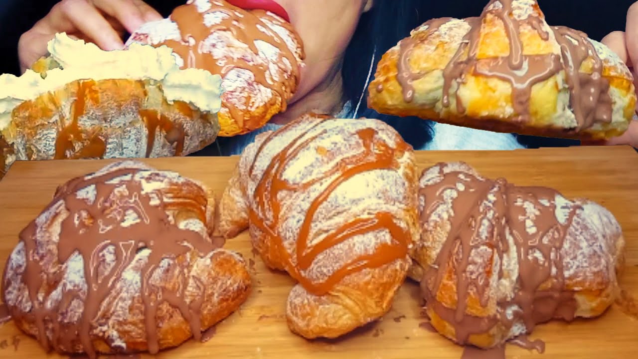 КРУАССАН С ШОКОЛАДОМ И КАРАМЕЛЬЮ | MUKBANG | ASMR | EATING SOUNDS