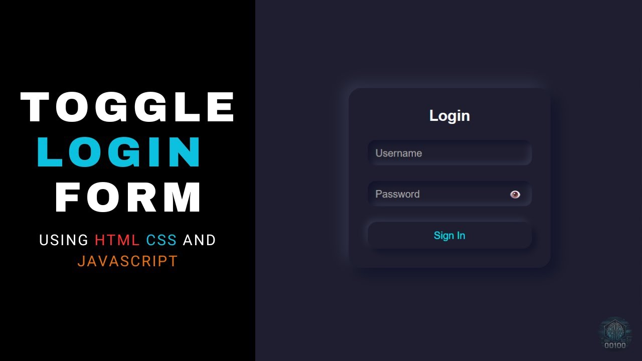 Toggle password Login form mini project || neumo login form using html css and javascript. #web