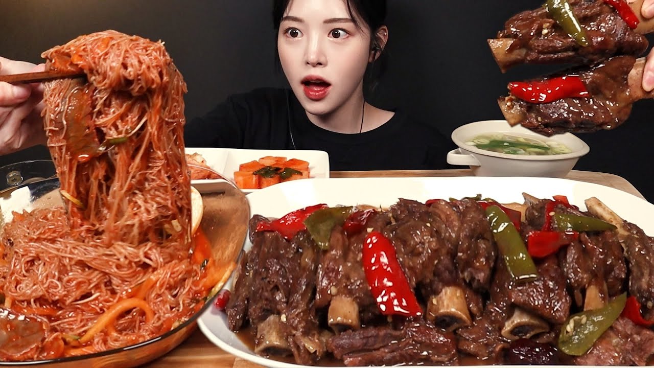 SUB)단짠쫀득 대왕 소갈비찜에 비빔냉면 먹방! 한식 꿀조합 리얼사운드 Bibim-naengmyeon Galbi-jjim Mukbang Asmr