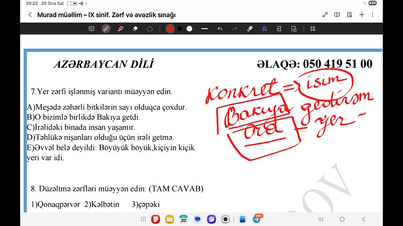 Azərbaycan dili 10-luq sınaq izahı