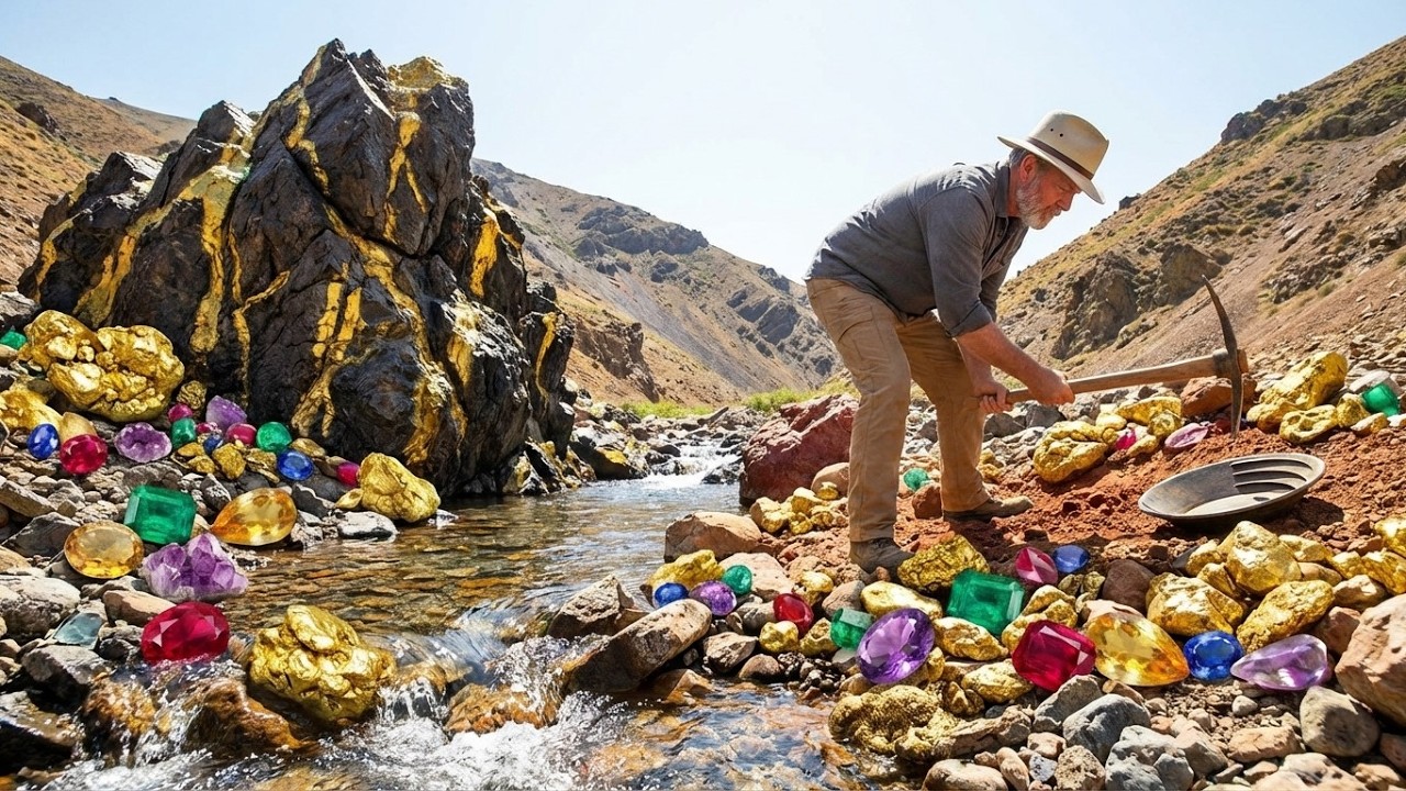 Treasure Hunter Finds Massive Gold Nuggets & Colorful Gems  Unreal Footage!