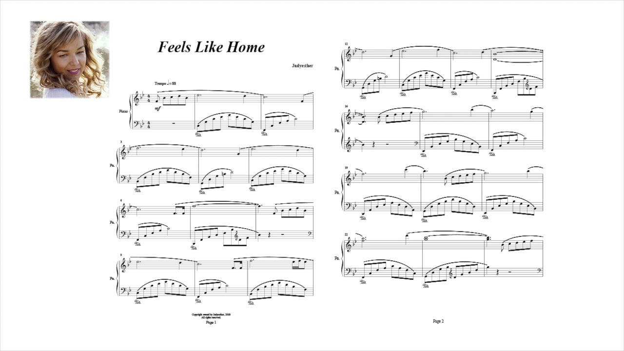 🎹 FEELS LIKE HOME - Sheet music - Judyesther