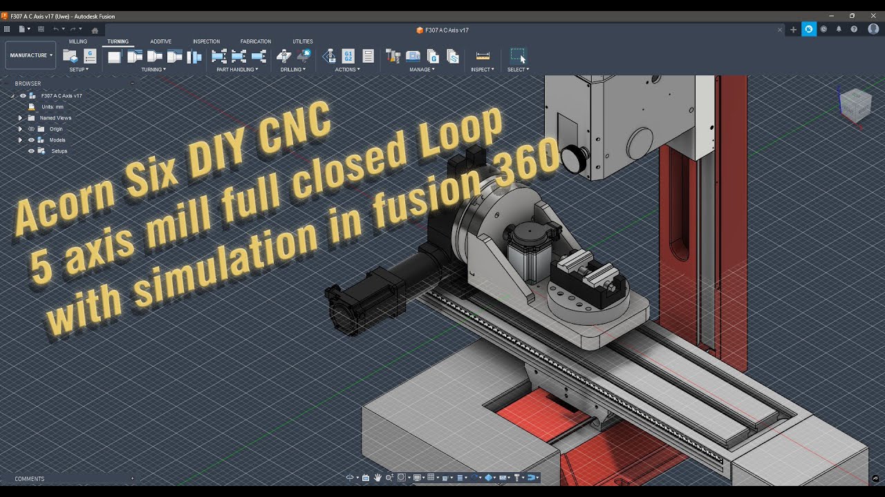 AcornSix 5 axis DIY CNC mill full closed loop, ZRI home and with fusion 360 simulation