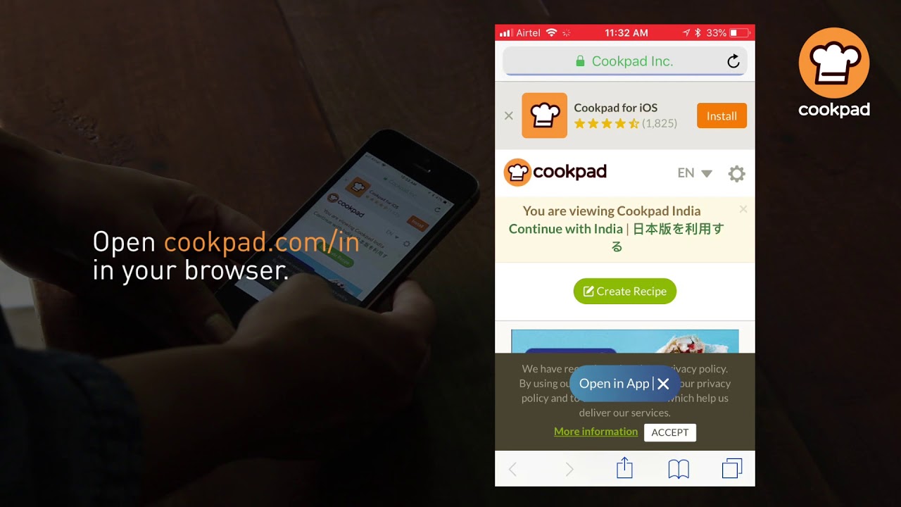 How to sign up on cookpad website