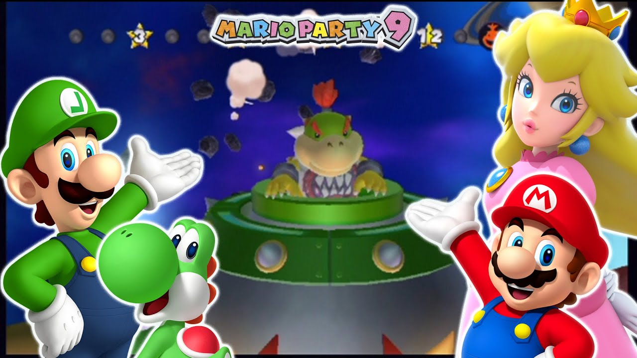 Mario Party 9 - Boss Battle - Bowser Jnr Breakdown - Yoshi, Mario, Luigi, Peach