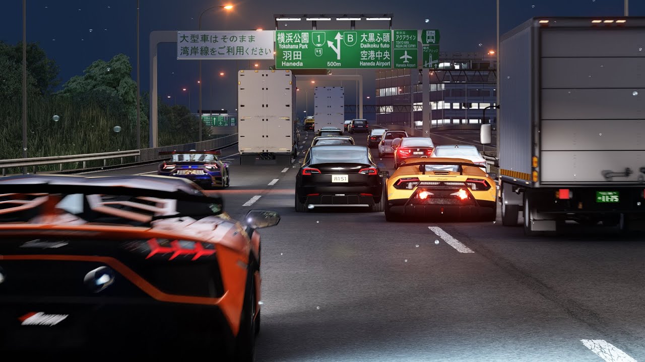 EXOTIC CARS CUTTING UP THROUGH TRAFFIC!! TEAM NO HESITATION!! ASSETTO CORSA!! #shutokorevivalproject