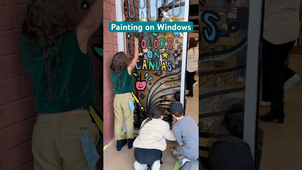 Turning windows into a giant coloring page #paintingvideo #windowpainting #paintings #poscamarkers