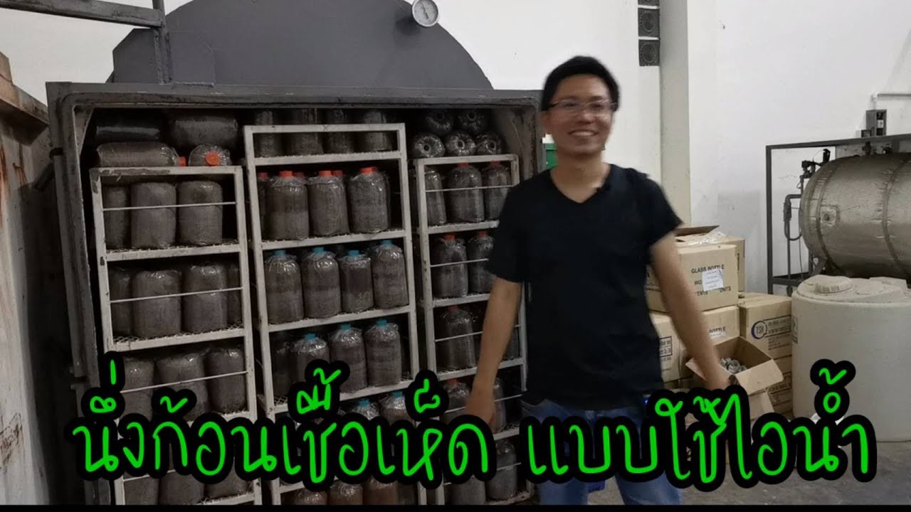นึ่งก้อนเชื้อเห็ดแบบใช้ไอน้ำ