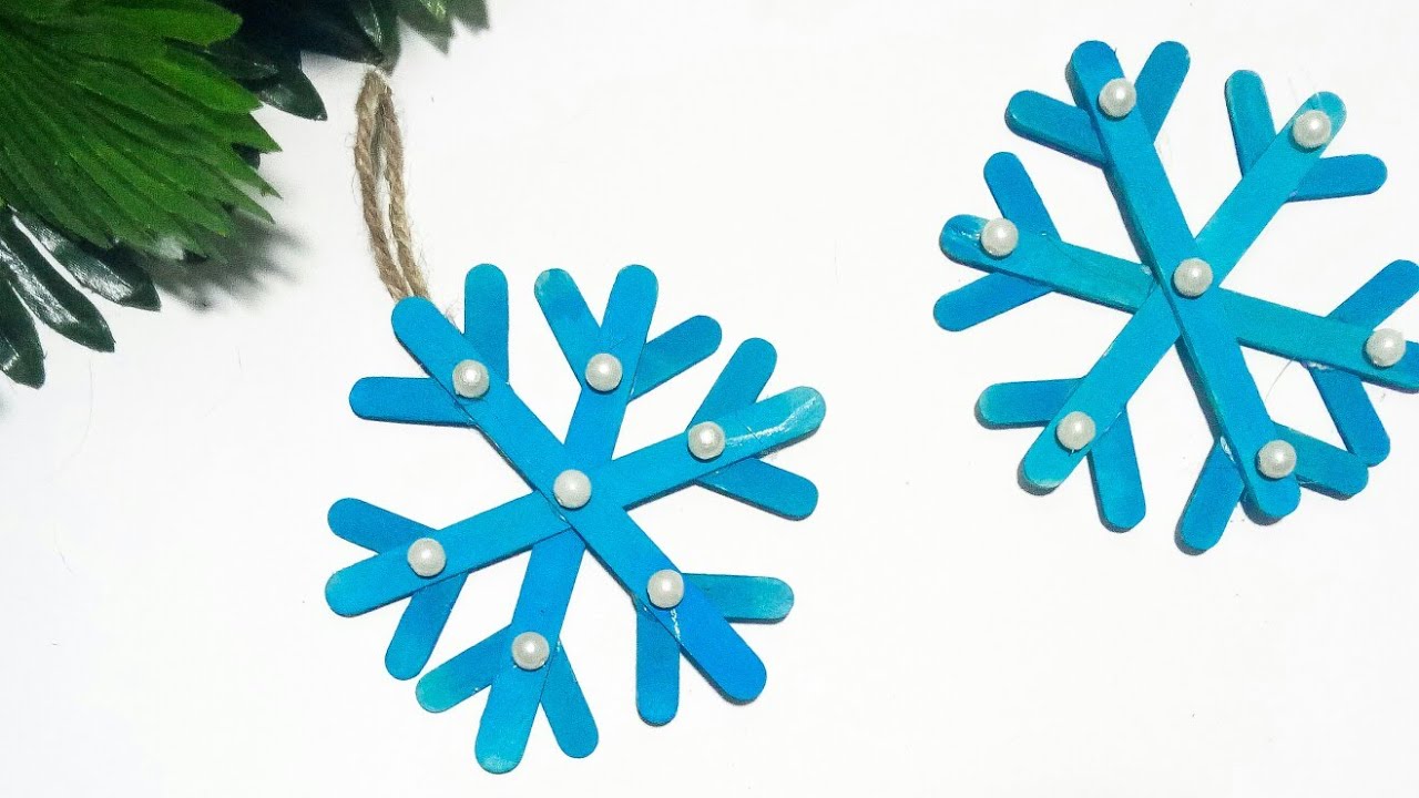 Como hacer Manualidades (Copos de nieve) con palitos de helado FACILES | DIY Manualidades #133