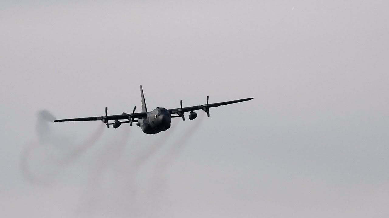 C-130 low pass flyover