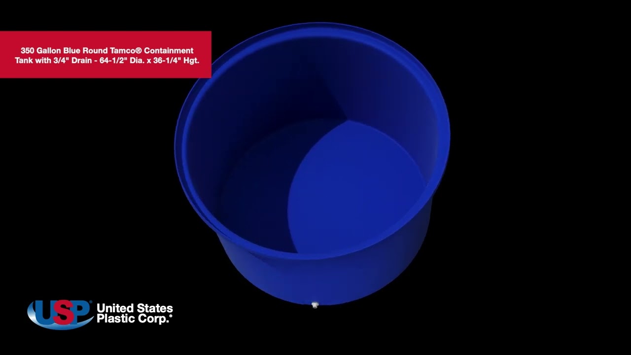 3D-350 Gallon Blue Round Tamco® Containment Tank with 3/4" Side Drain | U.S. Plastic Corporation®