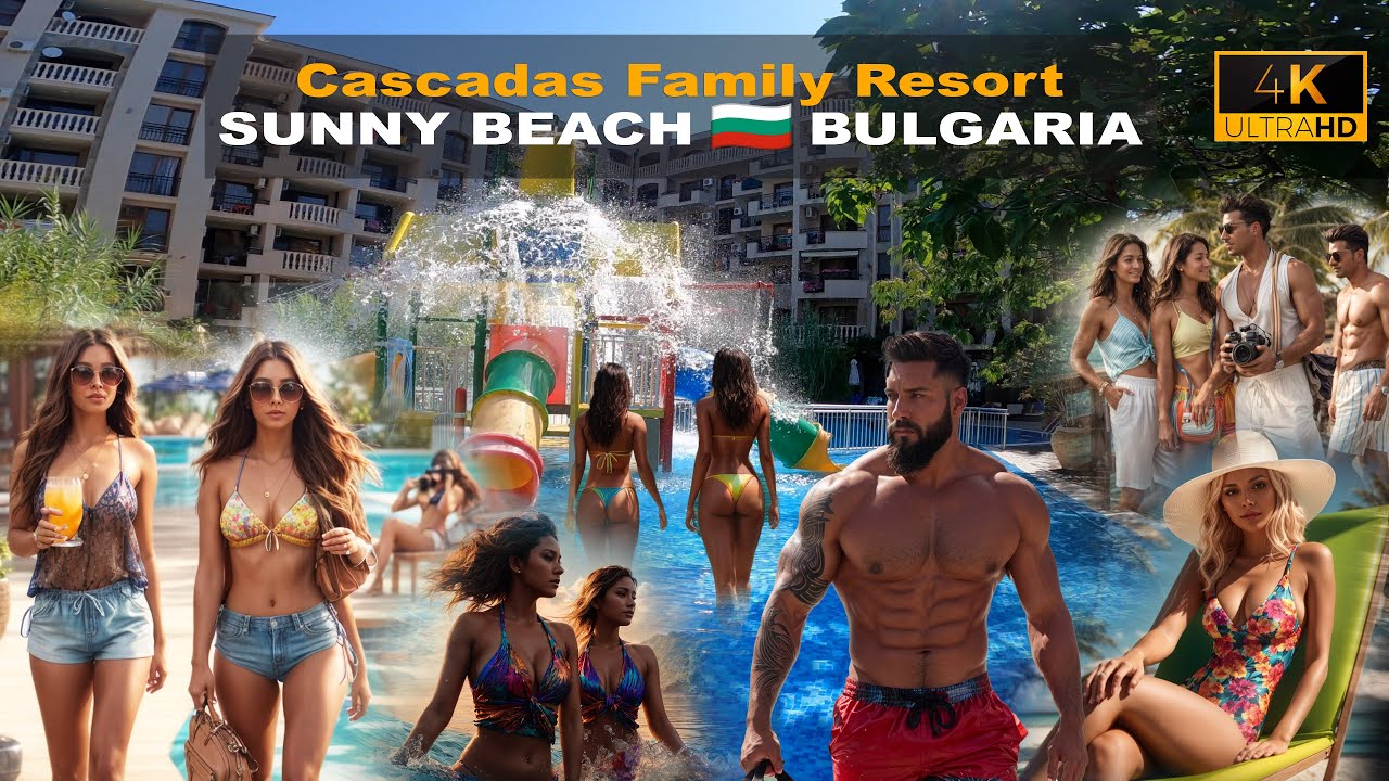 ☀️ Walking through Cascadas Family Resort - Biggest Hotel in Sunny Beach 🇧🇬 Bulgaria - 2024 - 4K