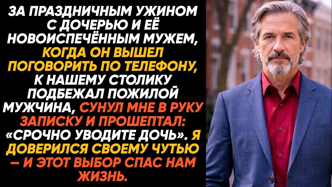 Когда зять вышел из зала, старик дрожащей рукой дал мне записку: «Срочно же уведи свою дочь отсюда!»