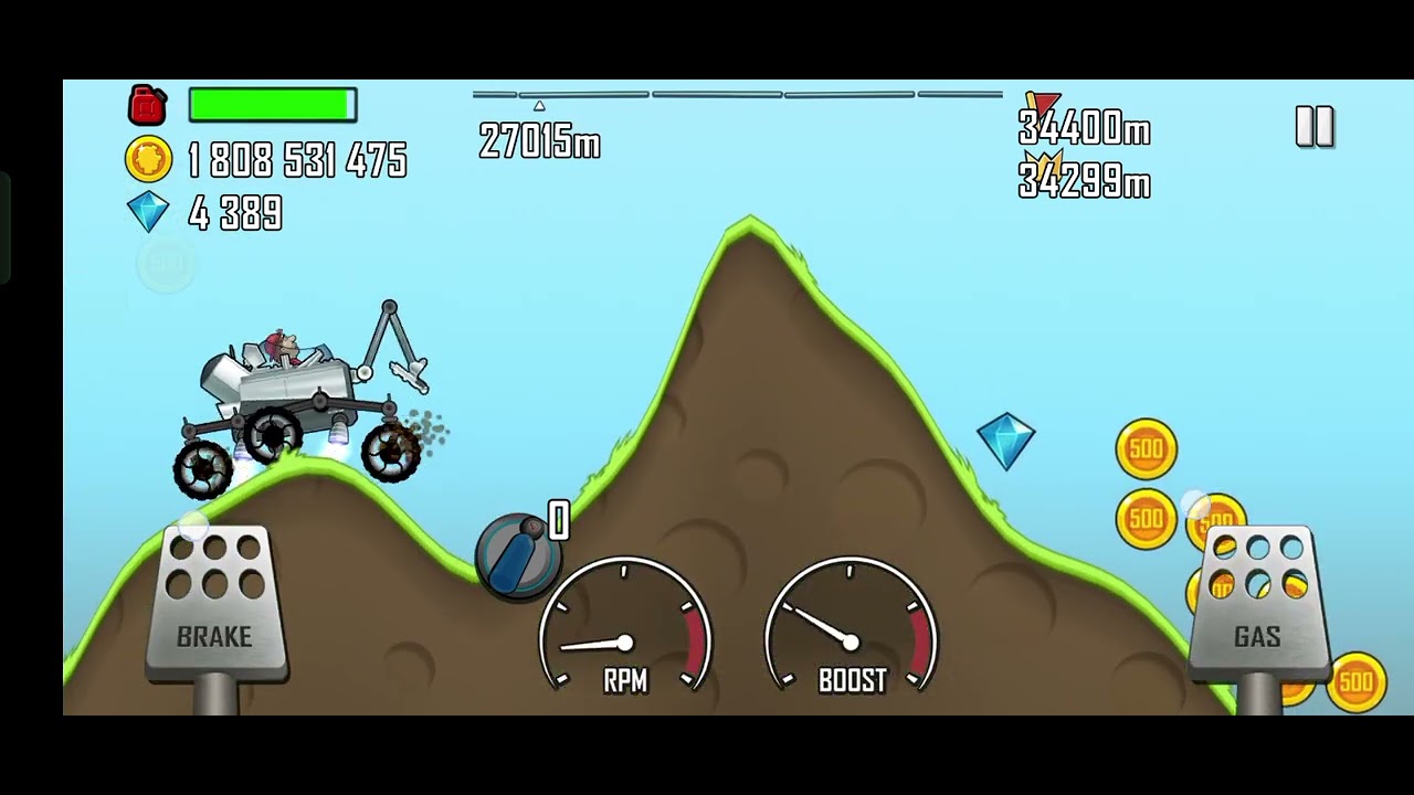 Hill climb racing countryside with moonlander full run part 2