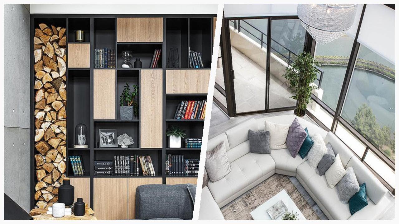 75 Gray Floor Living Space With A Hanging Fireplace Design Ideas You'll Love 🔴