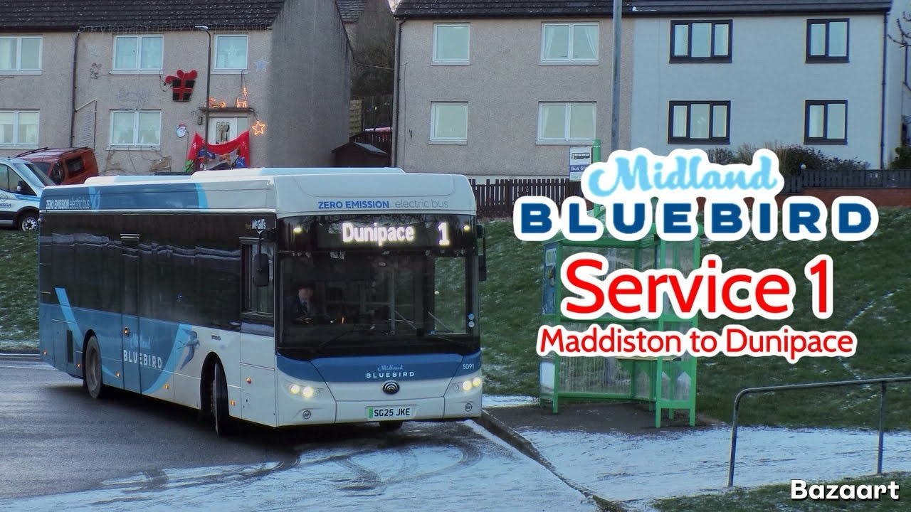Midland Bluebird Service 1 Maddiston to Dunipace • Yutong E12 5091 SG25JKE