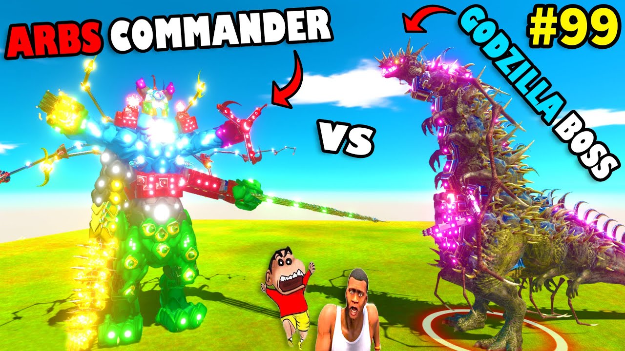 ARBS GOD COMMANDER vs GODZILLA BOSS HAMID-T SHINCHAN & CHOP Animal Revolt Battle Simulator | PART 99