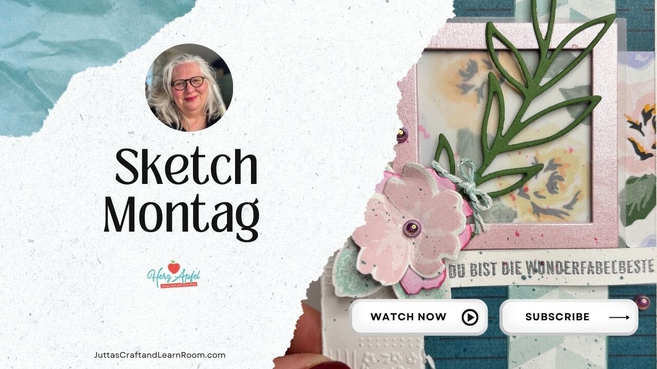 Stampin&rsquo; Up! Sketch Montag ✂️ S&uuml;&szlig;e Rahmenkarte basteln | DSP Quadratisch kreativ & Joyful Squares