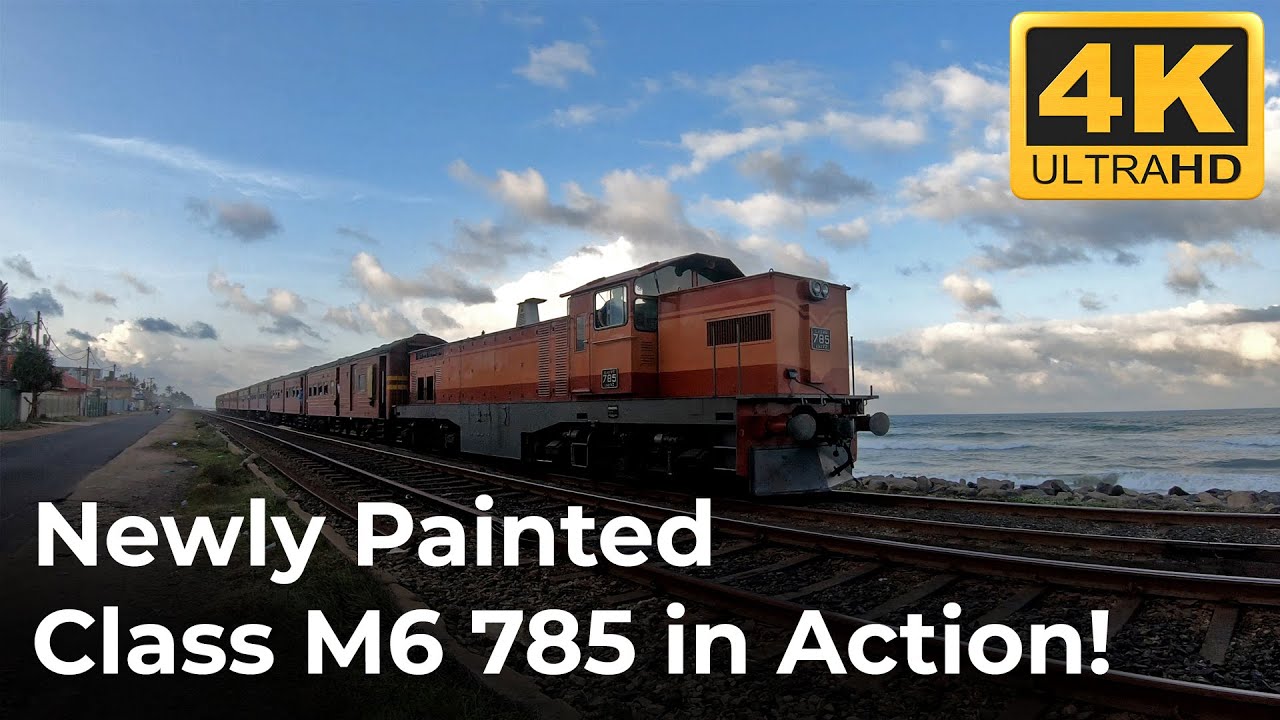 4K Ultra HD - Newly Painted Locomotive Class M6 785 in Action in Sri Lanka Railways