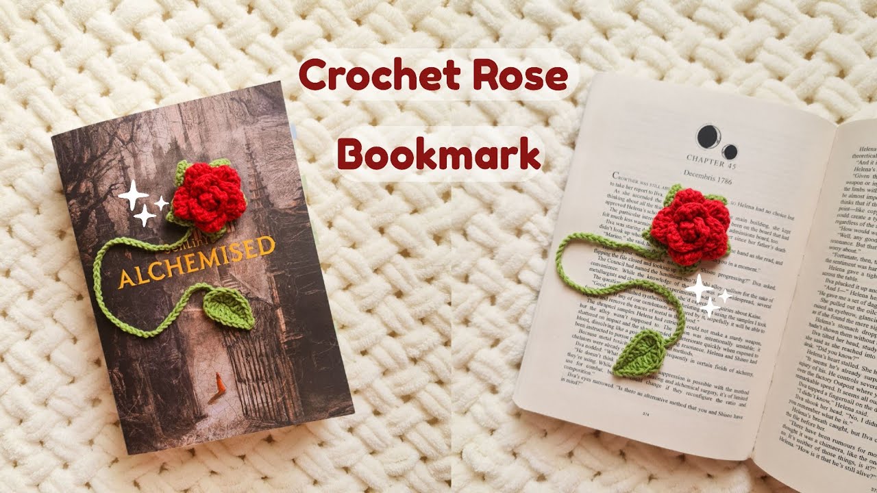 Crochet rose bookmark, easy & beginner friendly tutorial/ crochet rose bookmark for Alchemised