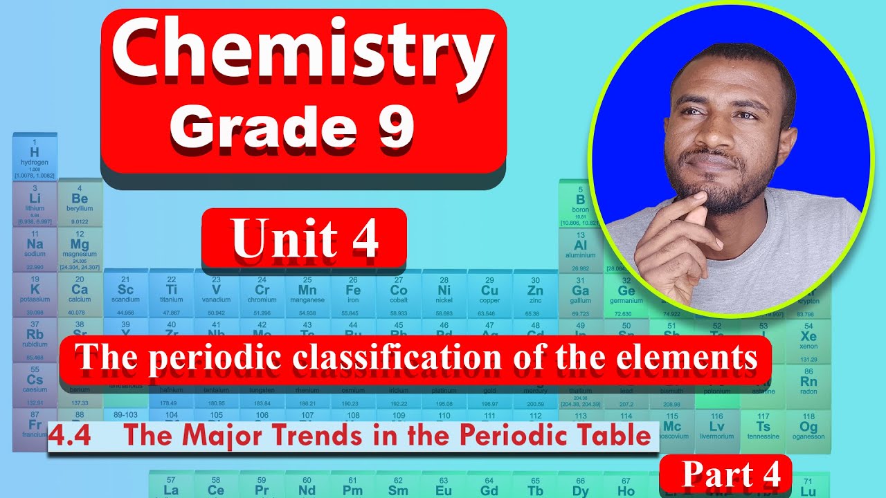 Chemistry grade 9  unit 4 part 4 | periodic classification of the element | The major trends in a ..