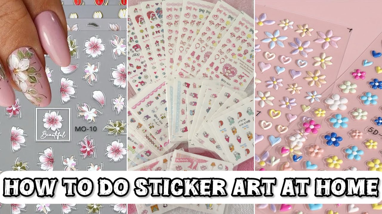 Sticker nail art | how to do sticker nail art at home 💅