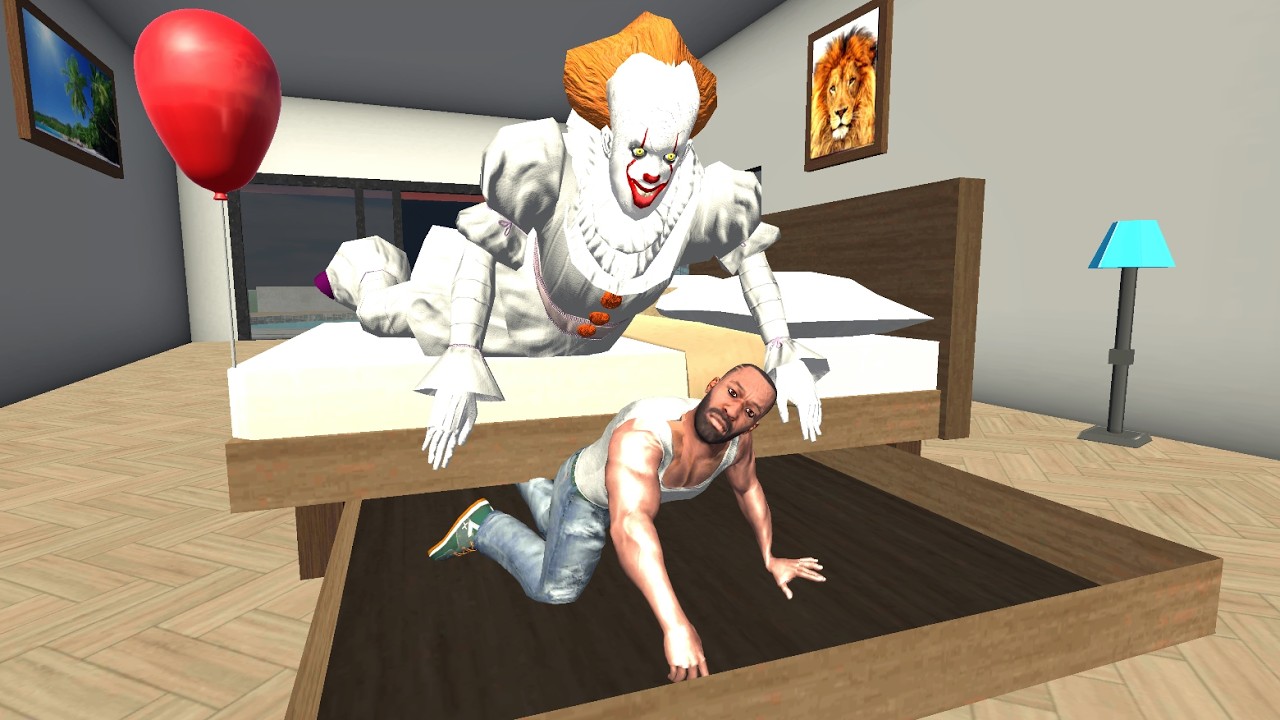 Franklin Found Scary Pennywise Clown in Indian Bike Driving 3D