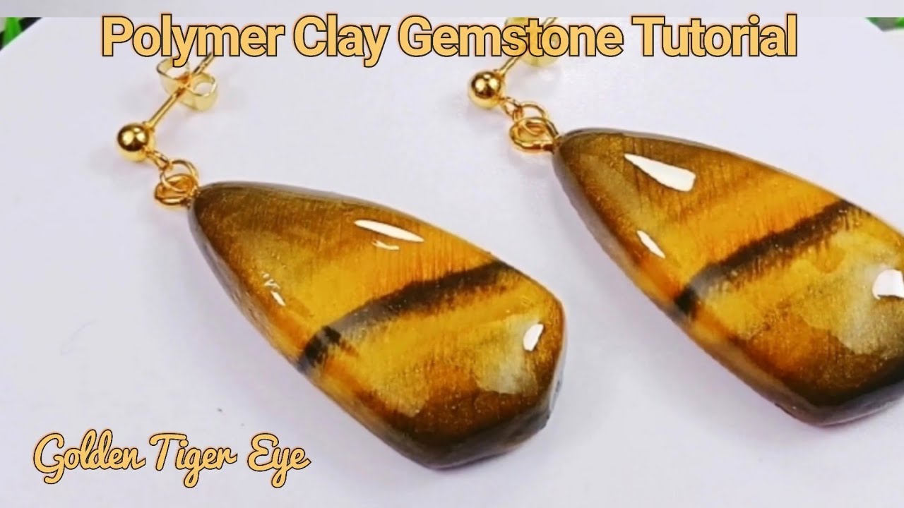 How to Make Gemstone out of clay | Gold Tiger Eye | LoviCraft