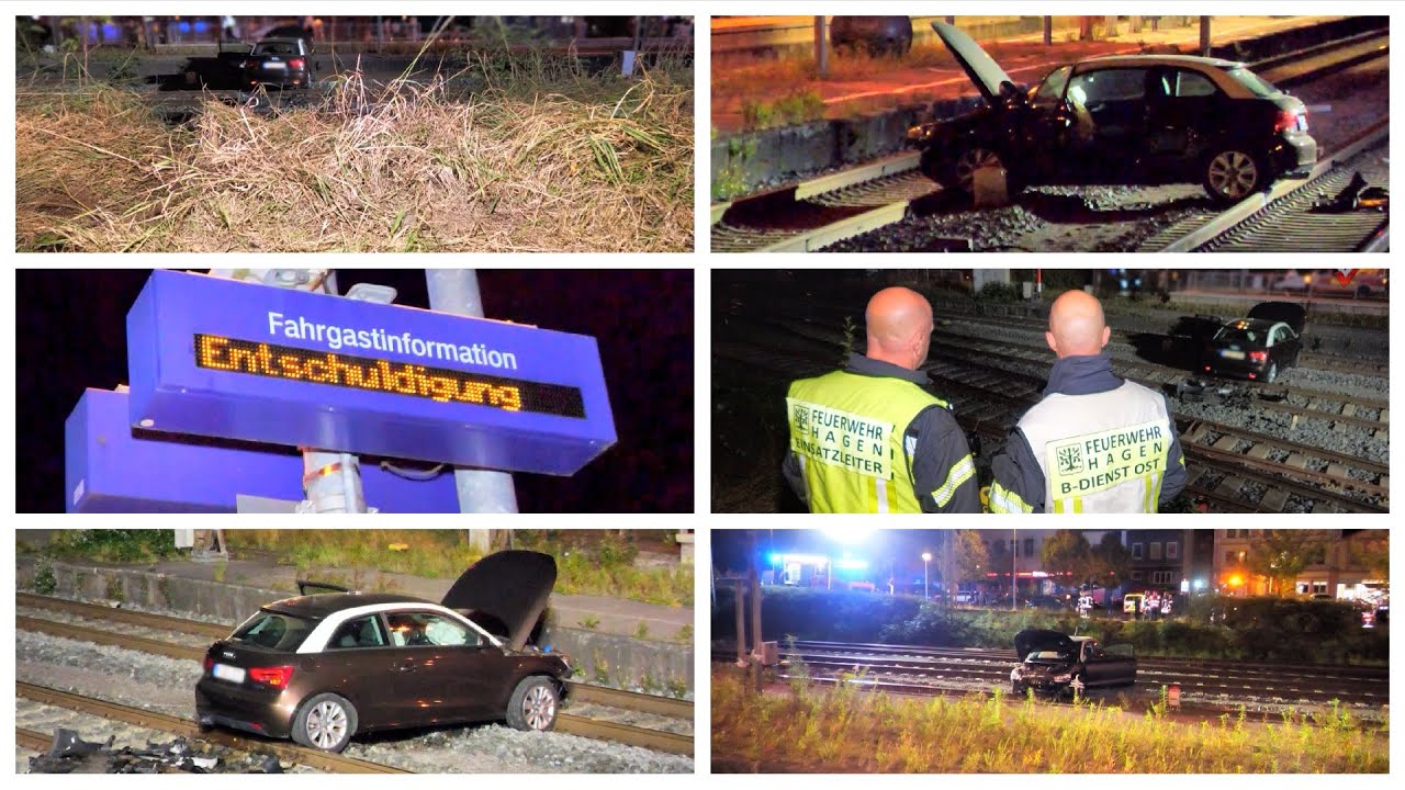 2023 10 10 - Seniorin gerät mit Auto auf Gleise - Schwerer Unfall in Hohenlimburg