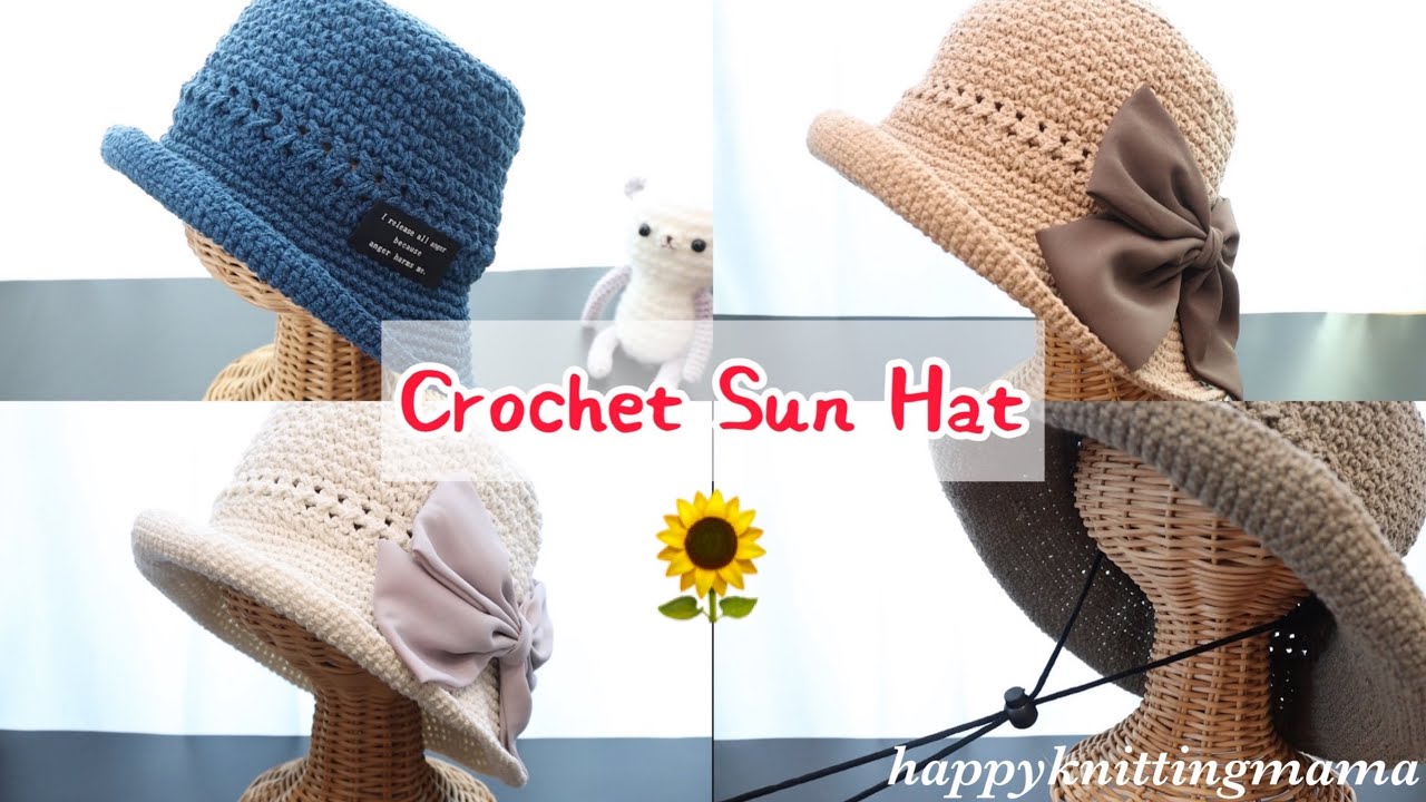 お気に入り糸がリニューアルしたので日よけ帽子を編んでみました👒　100均糸×かぎ針編み