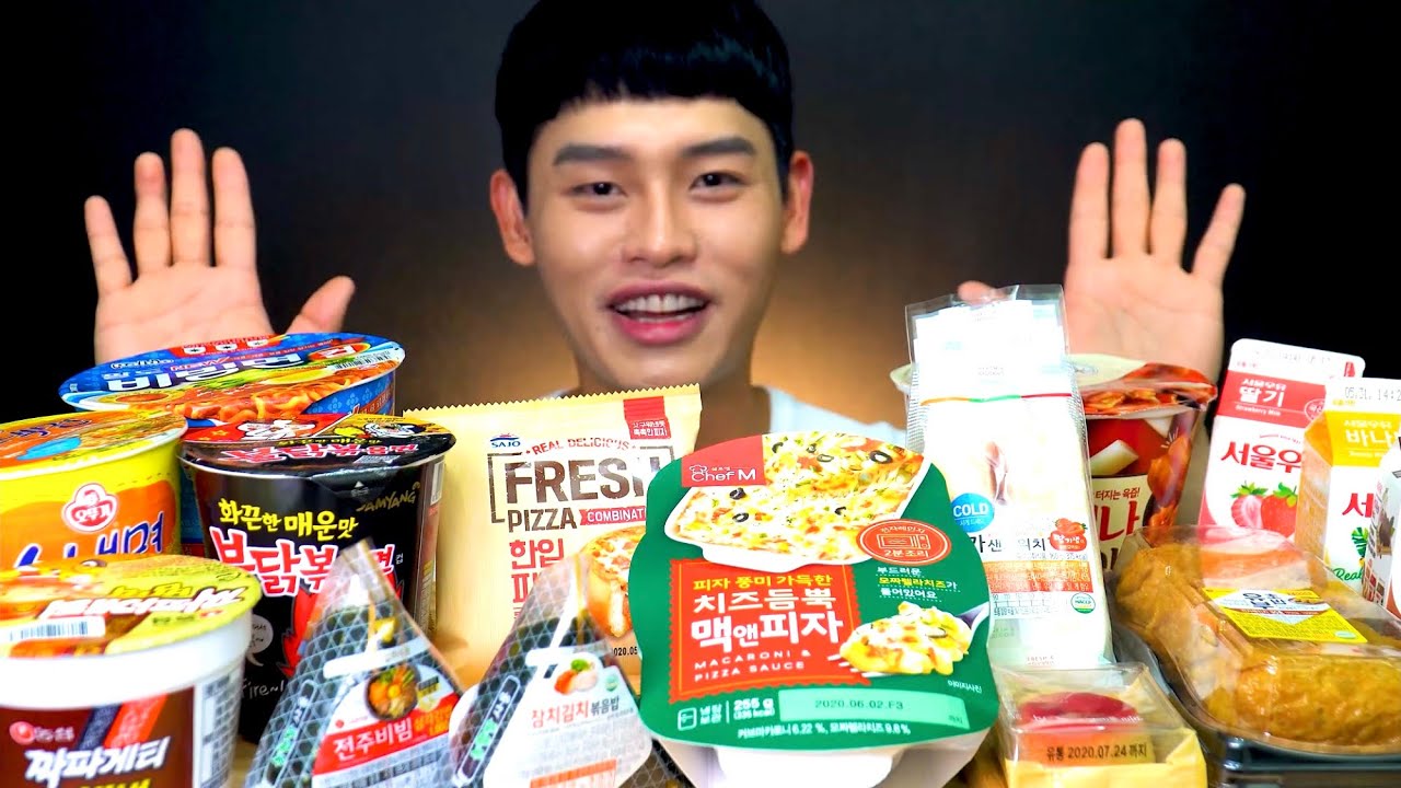 ASMR 편의점 먹방🍱 라면 김밥 떡볶이 피자 샌드위치 맥앤피자 유부초밥먹방~!! Convenience Store Food MuKBang~!!