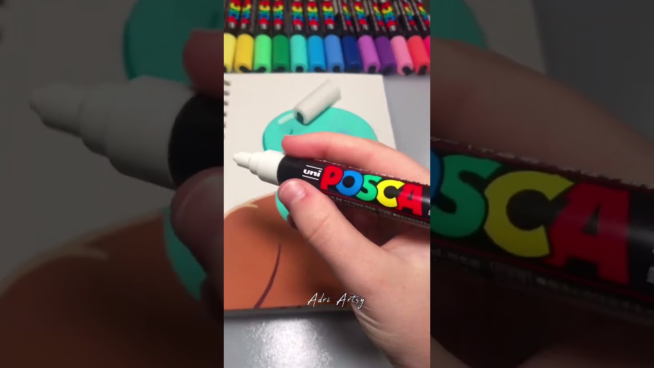 Drawing Handsome Squidward and Squidward Fusion Effect with Posca Markers! #shorts