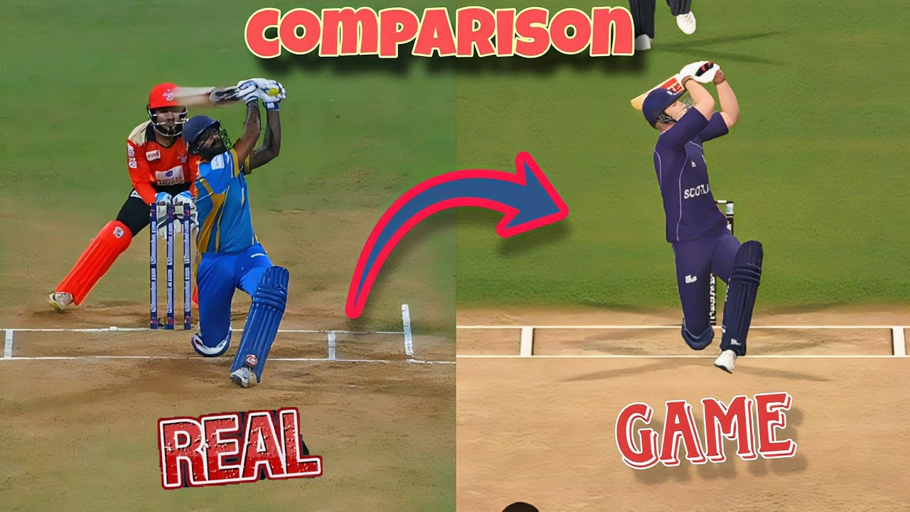 Realcricket24 shots comparison | real vs game | 10+shots | Part1 | kl rahul and benstokes | #shorts 