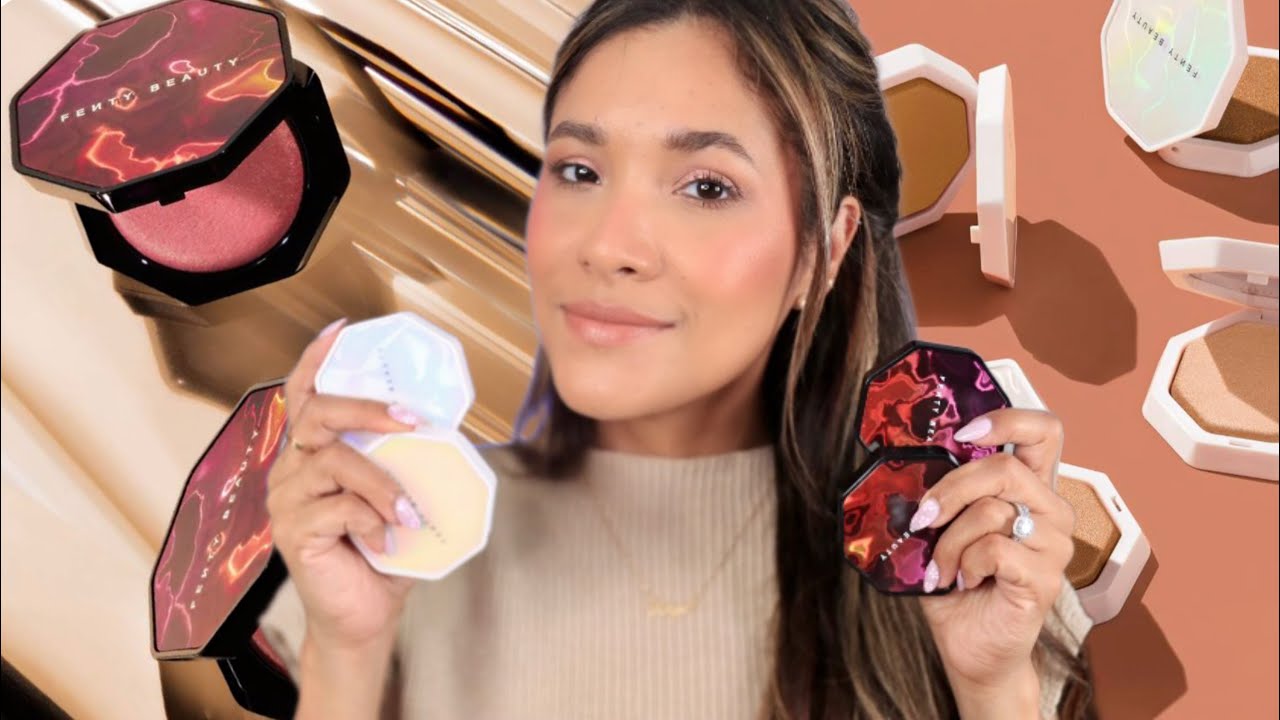 New Fenty Beauty Hot Cheeks Blushlighter Review and Demo / Demi'Glow light-diffusing highlighter